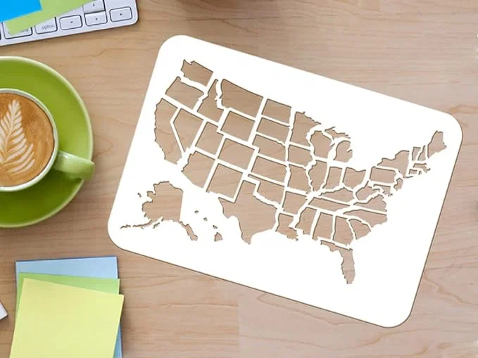 Stencil Bản Đồ Hoa Kỳ (United States Map Stencil) - Image 1