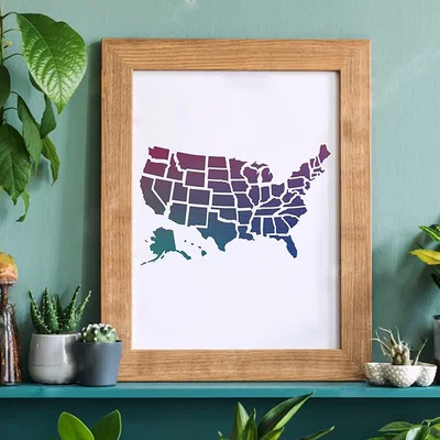 Stencil Bản Đồ Hoa Kỳ (United States Map Stencil)