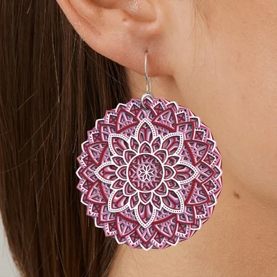 Bông tai mandala hoa đa màu (Floral multi color mandala earing)