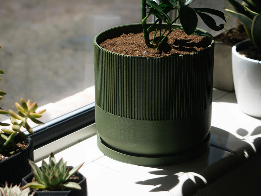 Chậu cây Mid-Century Modern có lỗ thoát nước, khay hứng, nhiều kích cỡ - Image 4
