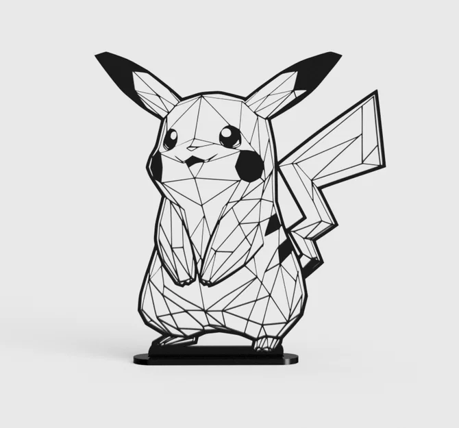 Mô hình trang trí Pikachu phong cách hình học (Geometric Pikachu) 3D - Image 1