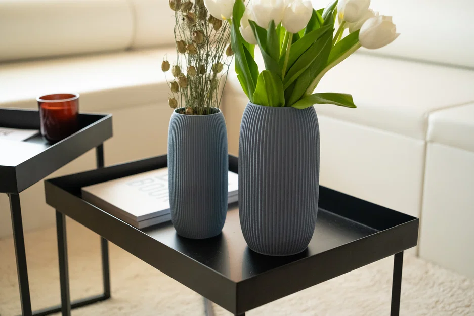 Bình hoa thanh lịch với họa tiết gân nổi - Image 2