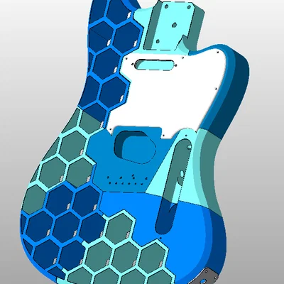 Thân đàn guitar Prusacaster cắt nhỏ cho máy in Creality K1 và K1C