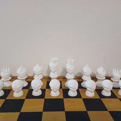 Bộ quân cờ vua Alien Head (Người ngoài hành tinh) in 3D độc đáo