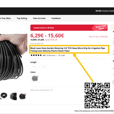 Connector 6mm cho ống Vinyl/PVC 4/7 mm (1/4")