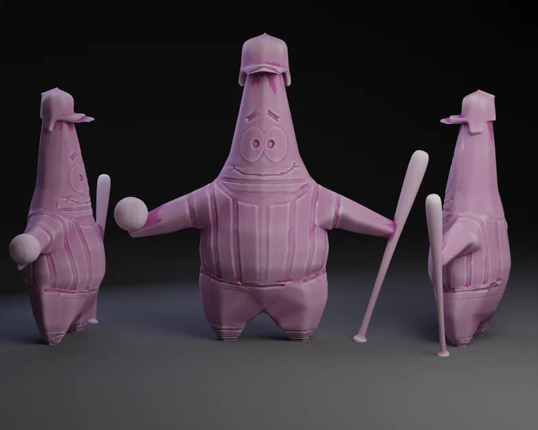 Mô hình 3D Patrick Star cầu thủ bóng chày (SpongeBob SquarePants) - Image 1