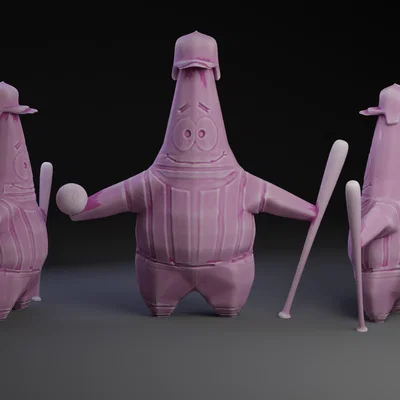 Mô hình 3D Patrick Star cầu thủ bóng chày (SpongeBob SquarePants)