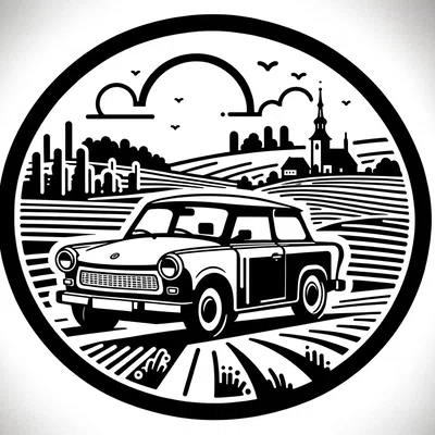 Minh hoạ Trabant trong thiên nhiên (ilustrace Trabantu v přírodě)
