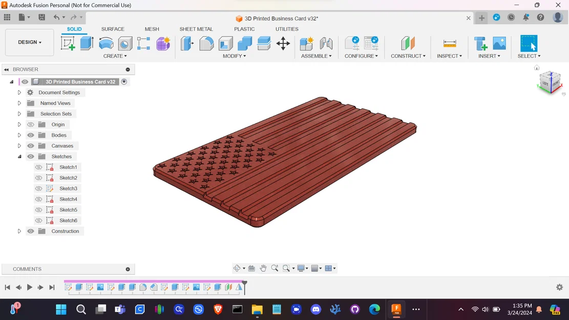Name Card Cờ Mỹ 3D In 3D (Customizable) | 3D American Flag Business Card - Image 4