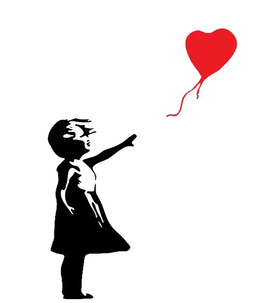 Stencil cô bé và bóng bay Banksy (Banksy girl with balloon stencil) - Image 1