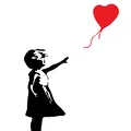 Stencil cô bé và bóng bay Banksy (Banksy girl with balloon stencil) - Thumbnail 1