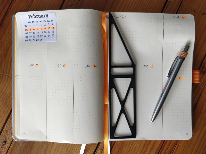 Bullet Journal Drawing Tamplate – Thước/Khuôn canh layout cho sổ A5 dotted - Image 1