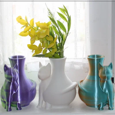 Mô hình in 3D Cat Vase - Bình hoa hình mèo trang trí siêu xinh