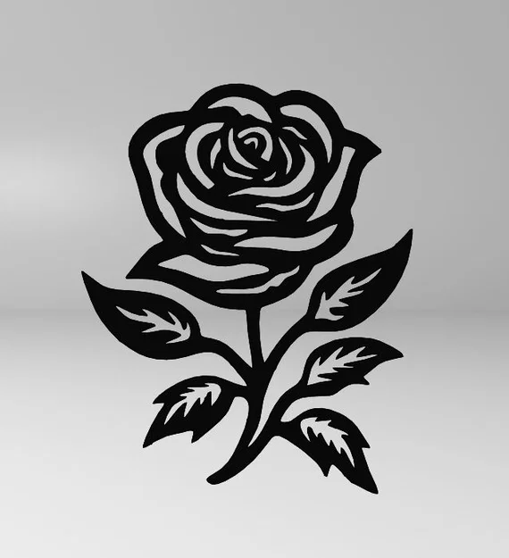 Mẫu tranh treo tường hình hoa hồng nghệ thuật (Line Art Rose) in 3D - Image 1