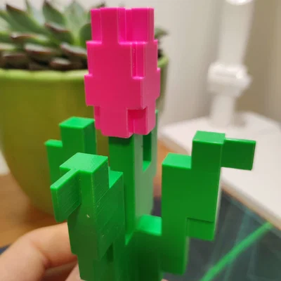 Hoa tulip Minecraft 3D dễ thương