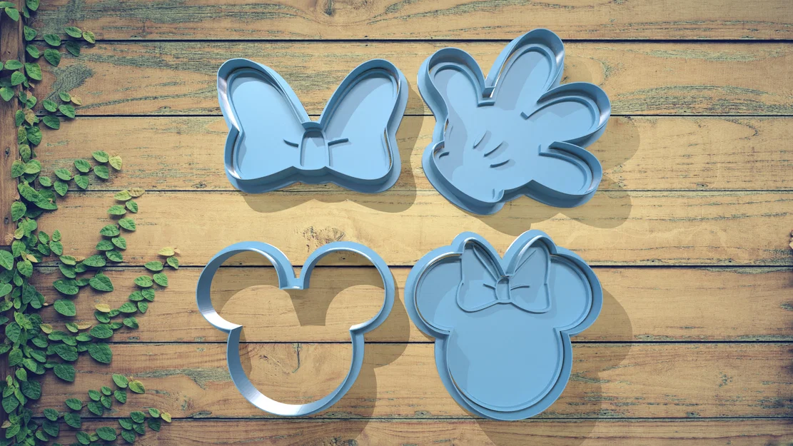 Bộ khuôn cắt bánh quy Disney Mickey và Minnie in 3D - Image 1