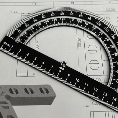Thước đo độ bán nguyệt 180 độ 15cm in 3D chính xác