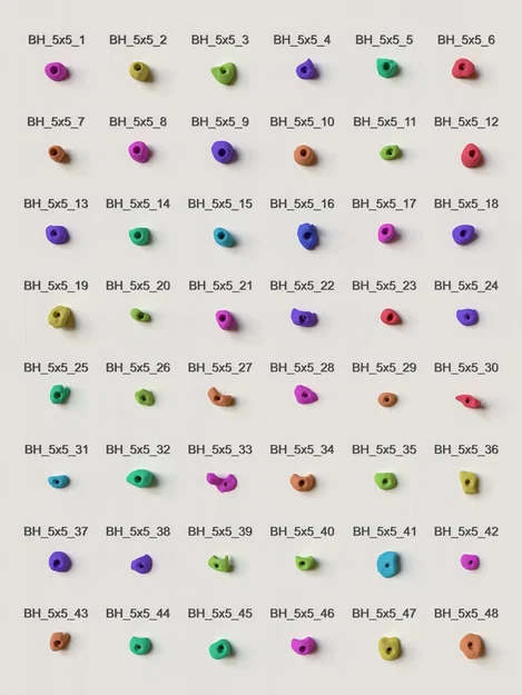 Bộ 48 mẫu vấu leo núi (climbing holds) kích thước 5x5 cm in 3D - Image 1