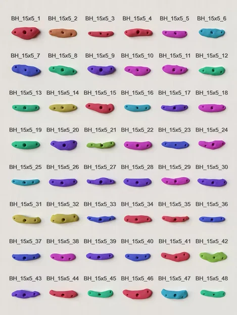 Gói sample 48 climbing holds 15x5 cm (15x5 Holds Sample pack) - Image 1