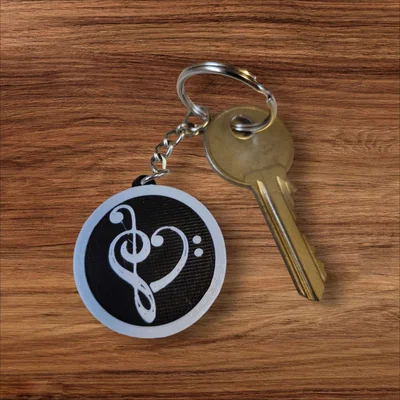 Móc khóa âm nhạc hình trái tim nghệ thuật - Keychain Love Music