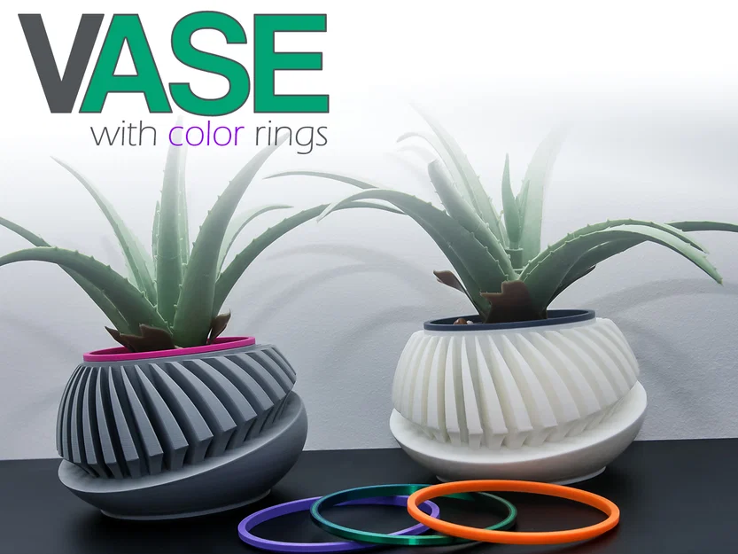 Chậu cây 3D hiện đại với vòng trang trí đổi màu linh hoạt - Image 1