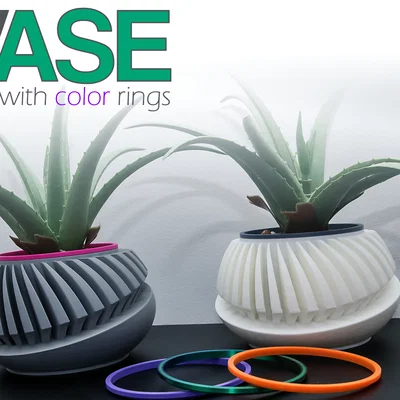 Chậu cây 3D hiện đại với vòng trang trí đổi màu linh hoạt