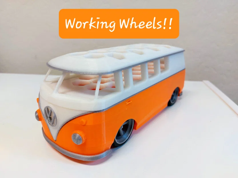 Xe VW Bus để cắm bút/dụng cụ, bánh xe chạy được (tối ưu Prusa Mini) - Image 1
