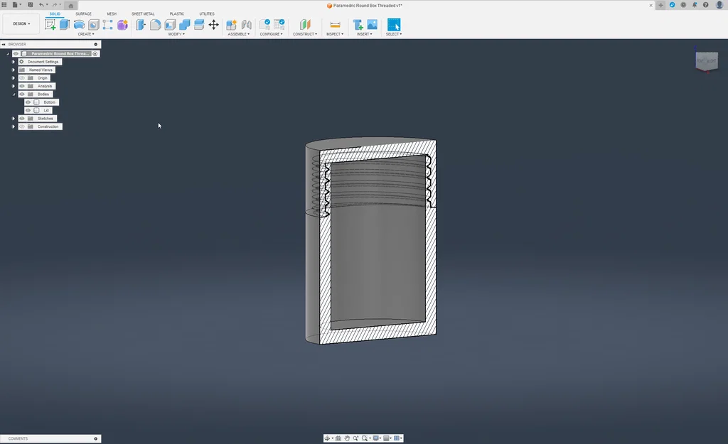 Hộp tròn ren tham số (Parametric) trong Fusion 360 - Image 1