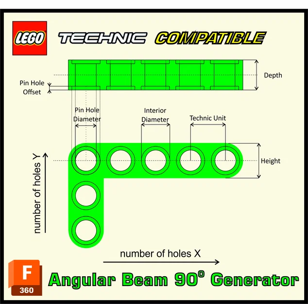 Dầm góc 90° LEGO Technic tương thích (Angular Beam 90 degr.) - Image 1