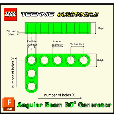 Dầm góc 90° LEGO Technic tương thích (Angular Beam 90 degr.)