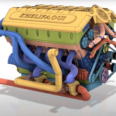 Mô hình động cơ V12 Diesel Turbo (V12 Diesel Turbo Engine Model)