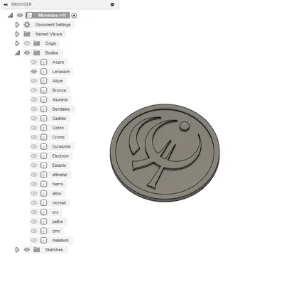 Bộ sưu tập 20 đồng xu kim loại Allomantic Mistborn (3D Printing)