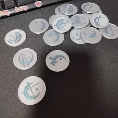 Bộ sưu tập 20 đồng xu kim loại Allomantic Mistborn (3D Printing)