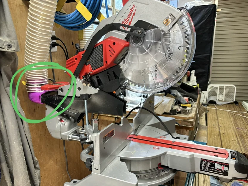 Adapter shop vac & dust collector cho cưa Milwaukee 6955-20 (dual bevel sliding) - Image 1