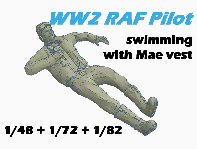 Phi công RAF WW2 đang bơi (SWIMMING) tỉ lệ 1/48, 1/72, 1/82 - Image 1