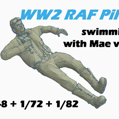 Phi công RAF WW2 đang bơi (SWIMMING) tỉ lệ 1/48, 1/72, 1/82