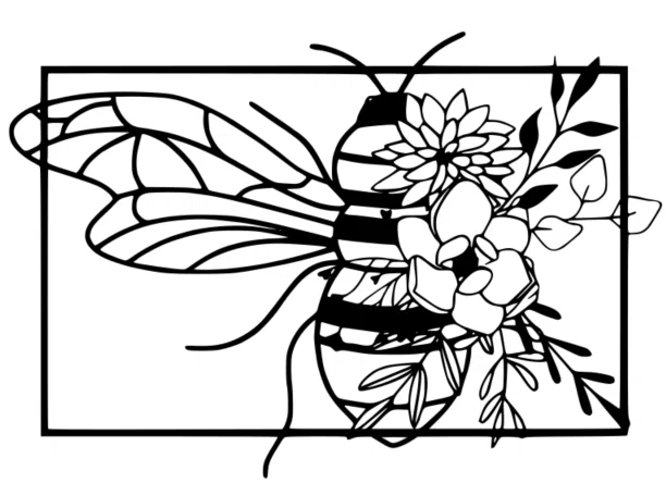 Mẫu in 3D tranh treo tường Bee Flower Wall Art trang trí nghệ thuật - Image 1