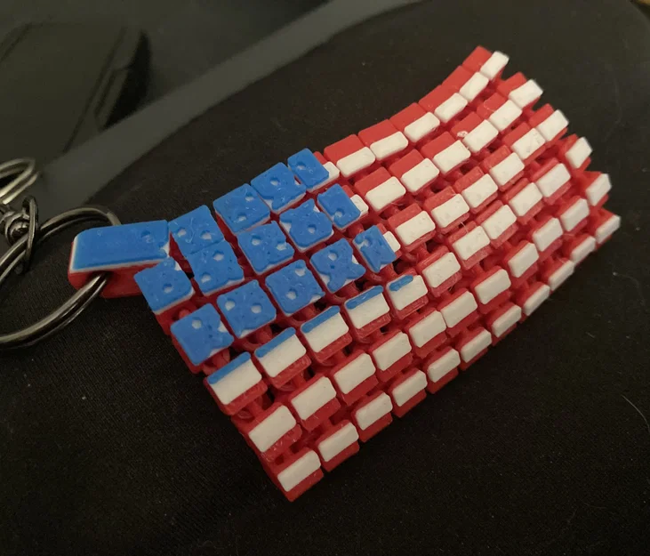 Móc khóa cờ Mỹ linh hoạt (Articulated American Flag Keychain) 3D - Image 1