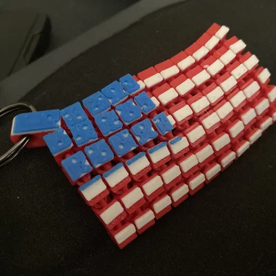 Móc khóa cờ Mỹ linh hoạt (Articulated American Flag Keychain) 3D
