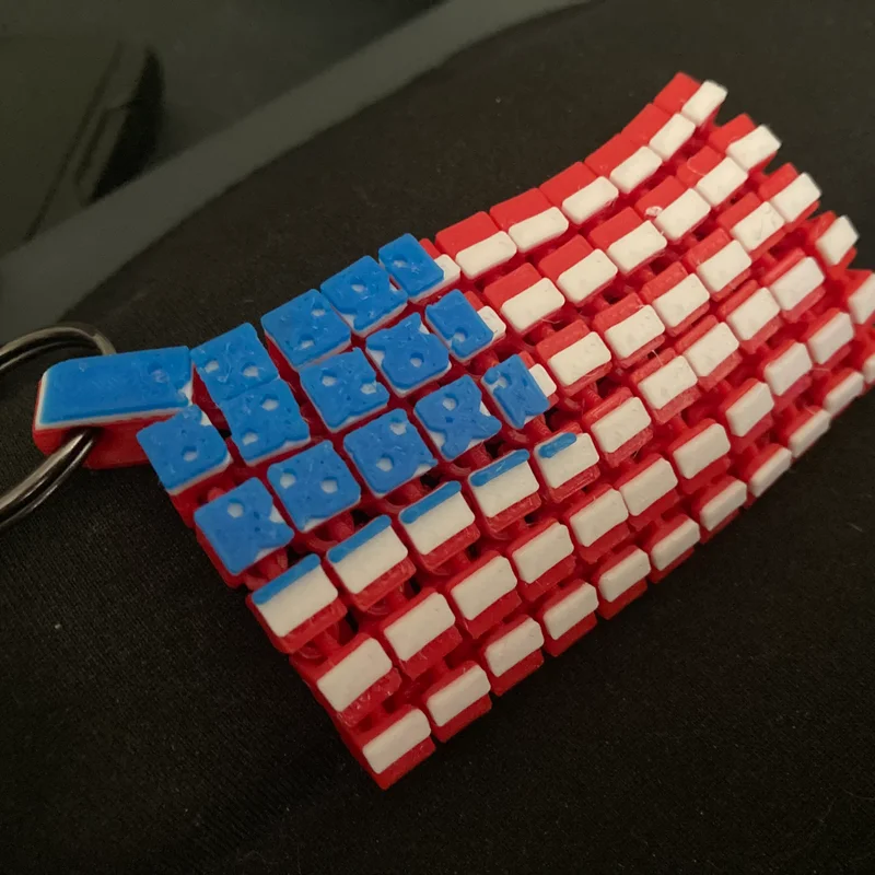 Móc khóa cờ Mỹ linh hoạt (Articulated American Flag Keychain) 3D