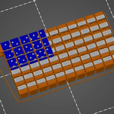 Móc khóa cờ Mỹ linh hoạt (Articulated American Flag Keychain) 3D