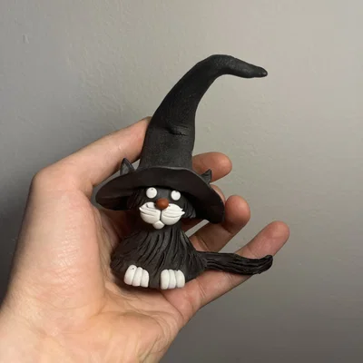 Mô hình 3D Mèo Phù Thủy (Witch Cat) trang trí siêu đáng yêu