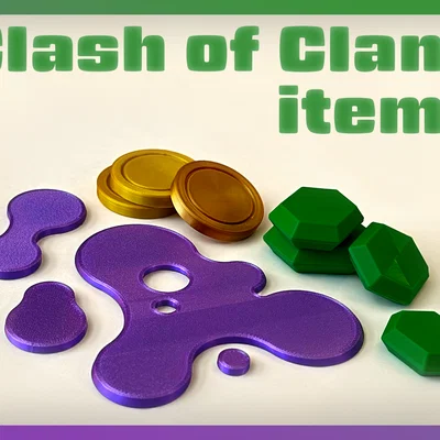 Mô hình 3D Clash of Clans: Gems, Gold và Elixir ấn tượng