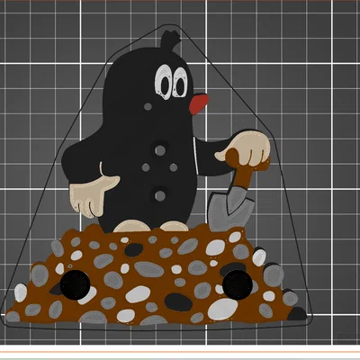 Chuột chũi Krtek cầm xẻng – Móc treo áo trẻ em gắn tường (Little Mole)