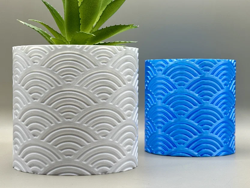 Chậu Cây Họa Tiết Sóng Seigaiha - Planter Vase Mode - Image 1