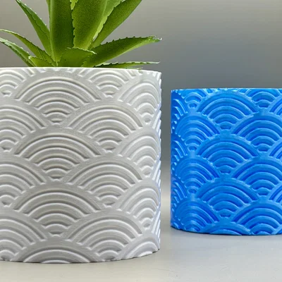 Chậu Cây Họa Tiết Sóng Seigaiha - Planter Vase Mode