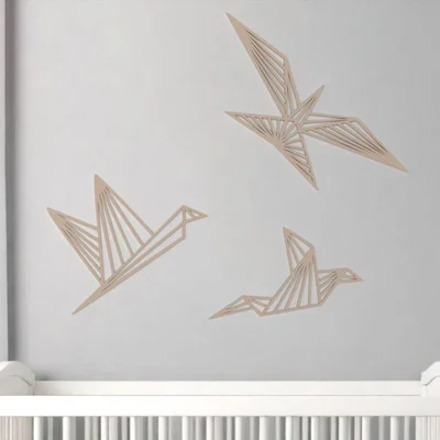 Bộ Tranh Treo Tường Hình Chim Origami Phong Cách Hình Học Độc Đáo