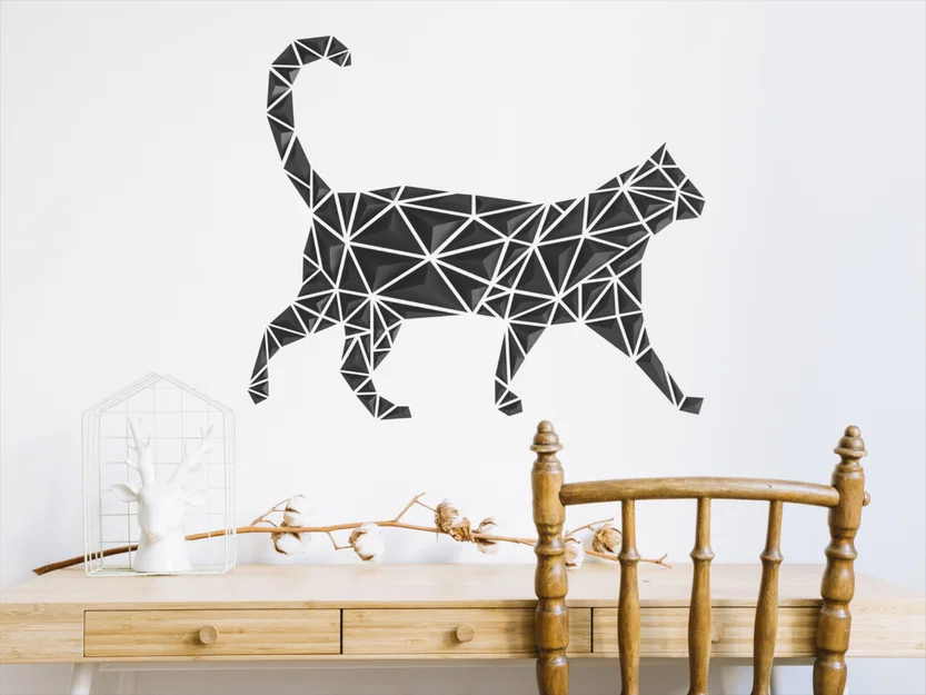 Tranh treo tường mèo hình học (Geometric Cat wall art) - Image 1