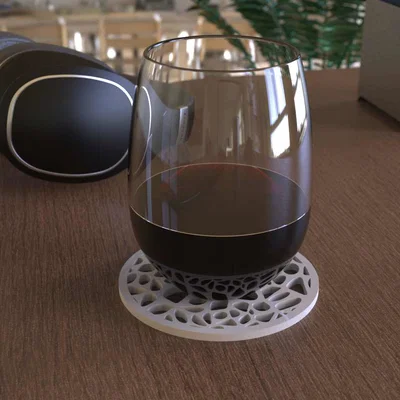 Miếng lót ly Voronoi (Voronoi Drink Coaster) in 3D trang trí hiện đại