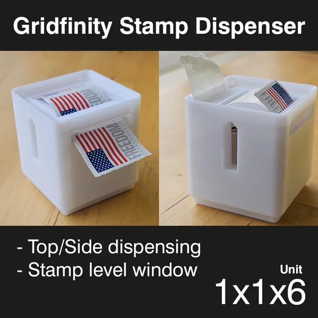 Hộp nhả tem Gridfinity (Gridfinity Stamp Dispenser) - Image 1
